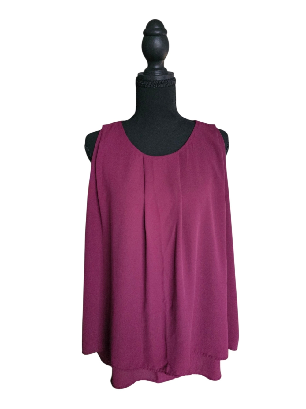 Elodie Sleeveless Pleated Scoop Neck Camisole - Plum